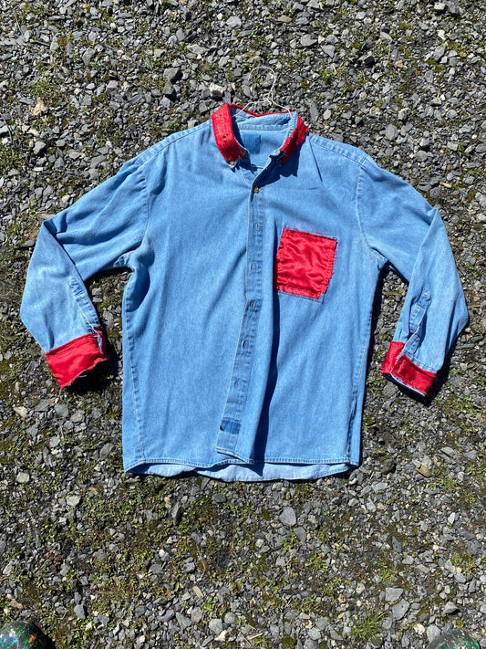 Deme Original Sewn Long Sleeve Denim Collared Shirt